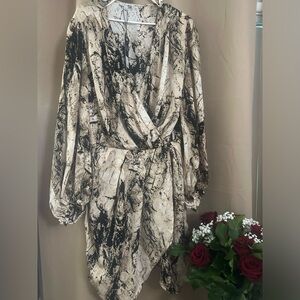 Snake Print Long Sleeve Plus Size Dress